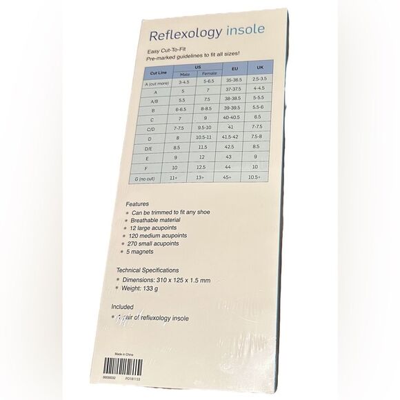 Magnetic Acupressure Reflexology Insoles Cut-To-Fit -1 Pair-in still SEALED BOX - Picture 2 of 4